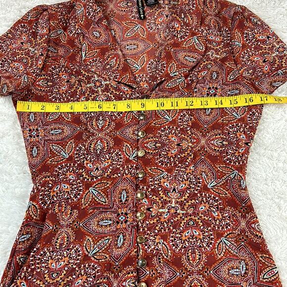 Ivory Love button down hi low ruffle hem hippie dress, size small - Picture 5 of 8